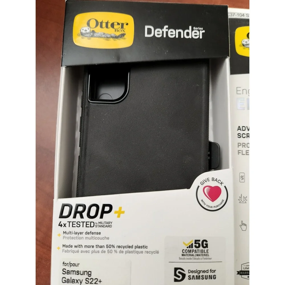OtterBox Defender Case & Alpha Flex Screen Protector Samsung Galaxy S22+ Black